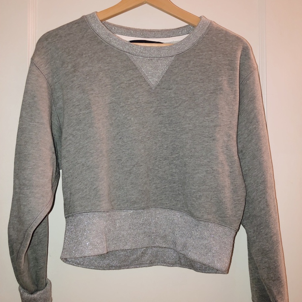 Grey Abercrombie & Fitch sparkly cropped crew